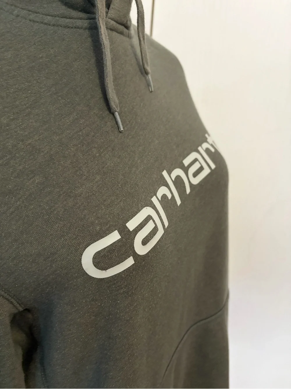 Carhartt Olive Green Logo Crewneck Hoodie, Oversized, Medium, EUC